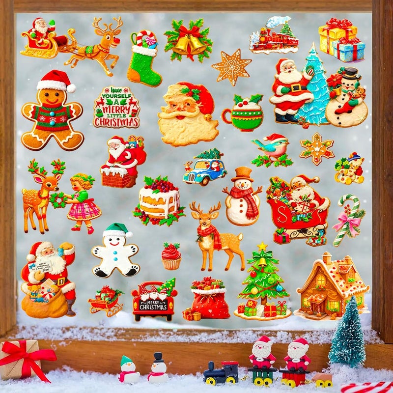 DothRayan Christmas Window Clings, 9 Sheets Christmas Party Window Clings Decoration for Glass Windom Indoor and Outdoor Home Decor, Santa Claus,Snowman, Christmas Tree,Snowflake - Image 5
